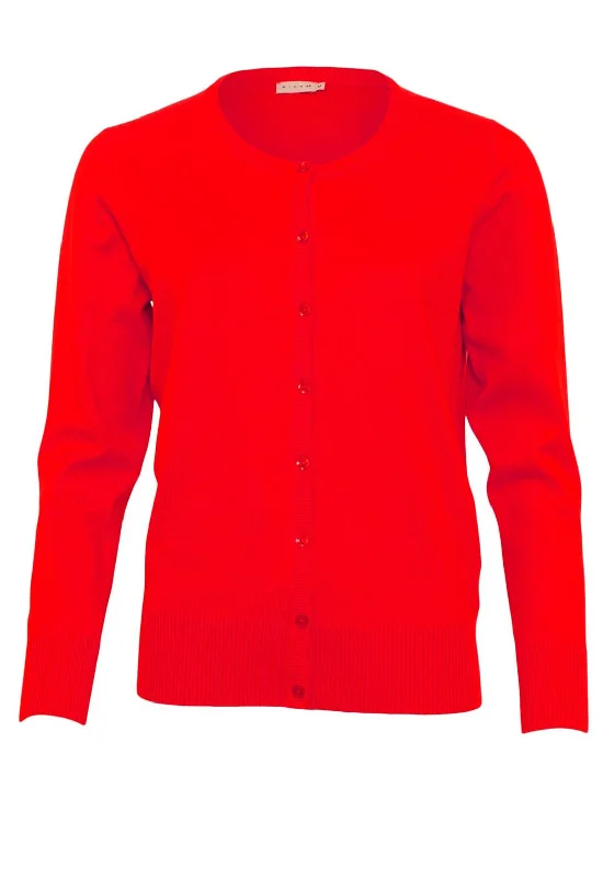 Time to Snag a Bargain!Micha Round Neck Fine Cardigan, Deep Red