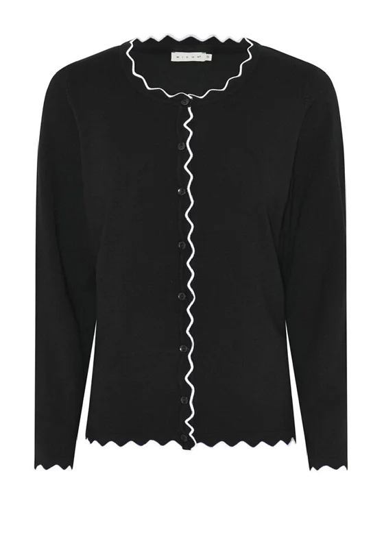Price Drop Alert!Micha Contrast Trim Fine Knit Cardigan, Black
