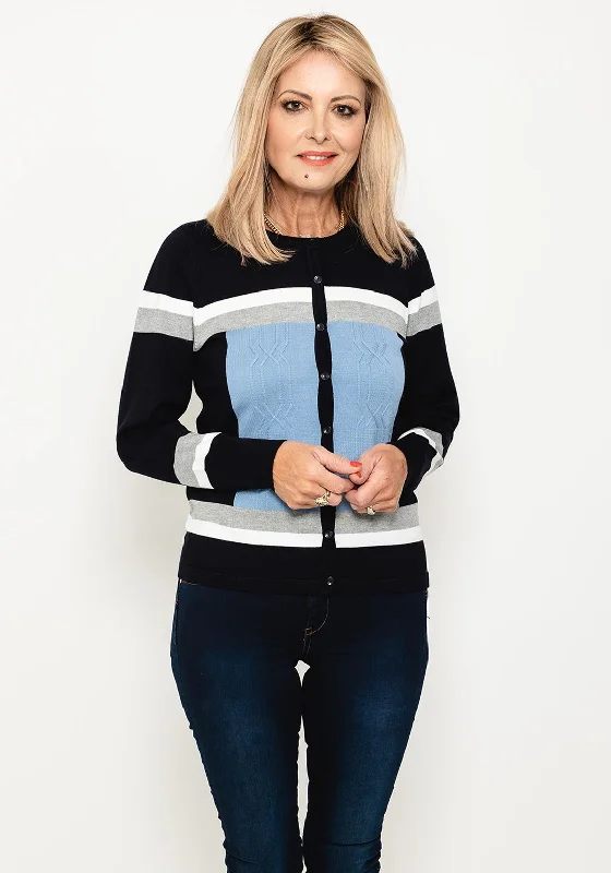 Score Huge Discounts Today!Micha Colour Block Fine Short Cardigan, Navy Multi