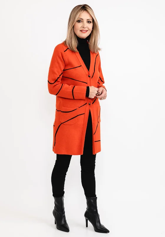 Your Dream Deal is Here!Micha Line Pattern Long Knit Cardigan, Orange