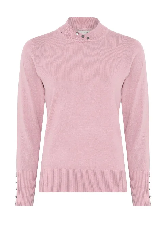 Your Discount is Waiting!Micha Buttoned Funnel Neck Sweater, Dusty Pink