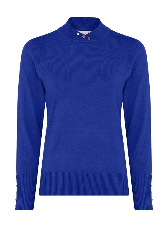 Everything Must Go!Micha Buttoned Funnel Neck Sweater, Blue