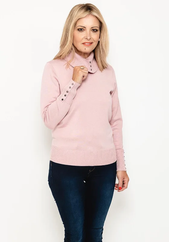 Shop the Hottest Deals!Micha Buttoned Funnel Neck Sweater, Dusty Pink
