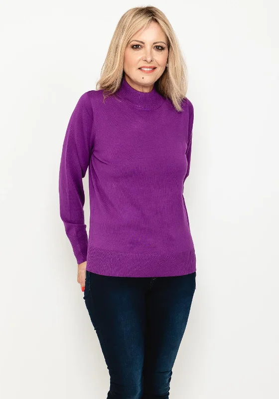 Your Wallet Will Thank You!Micha Mock Neck Sweater, Purple