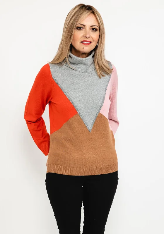 Shop Now and Save!Micha Cowl Neck Colour Block Sweater, Multi