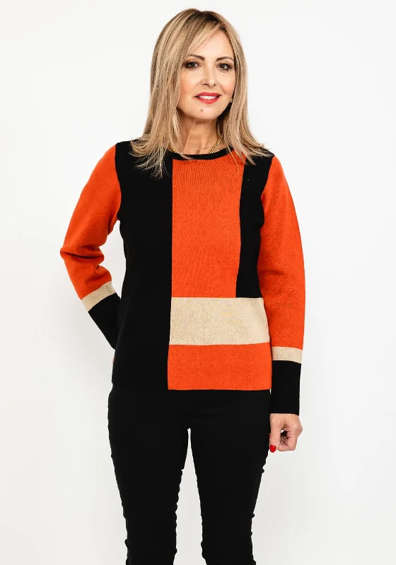 Save More with Every Purchase!Micha Colour Block Sweater, Rust Multi