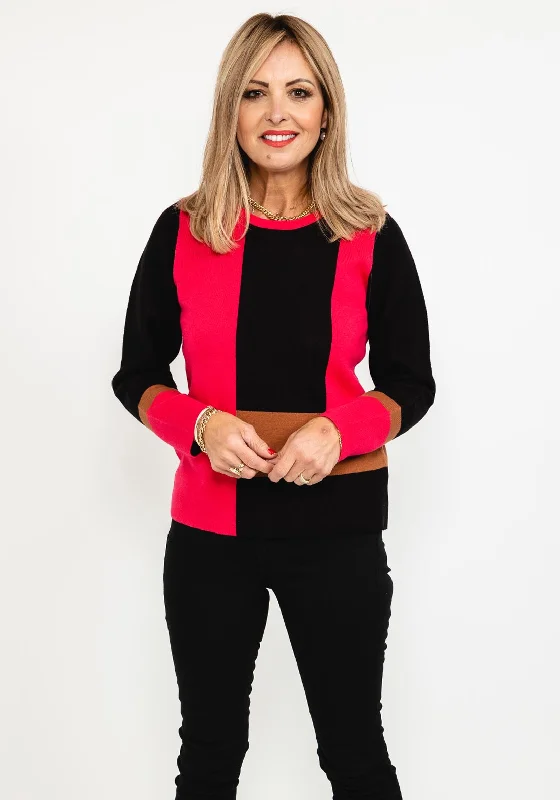 One Click Away from Big Savings!Micha Colour Block Sweater, Fuchsia Multi