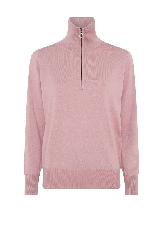 Savings You Can’t Ignore!Micha Zip Funnel Neck Sweater, Dusty Pink