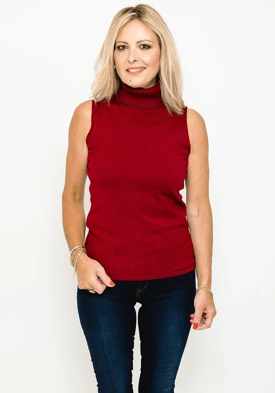 Upgrade for Less!Micha Roll Neck Knit Vest, Red
