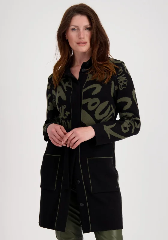 Exclusive Offers You’ll Love!Monari Text Print Long Knit Cardigan, Black & Khaki