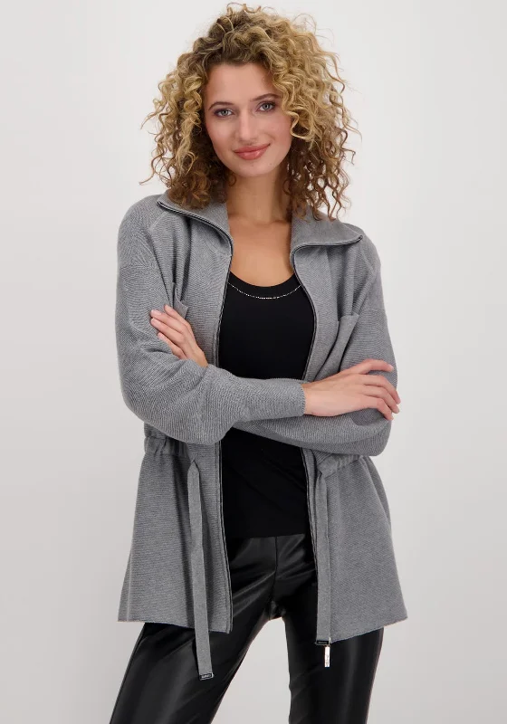 Unlock Huge Savings Now!Monari Drawstring Waist Knit Cardigan, Grey