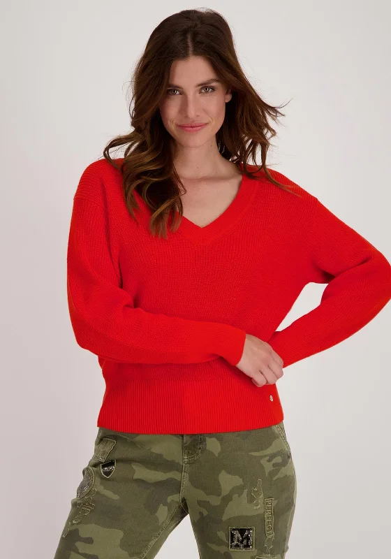 Find the Best Deals Here!Monari V Neck Ribbed Jumper, Red