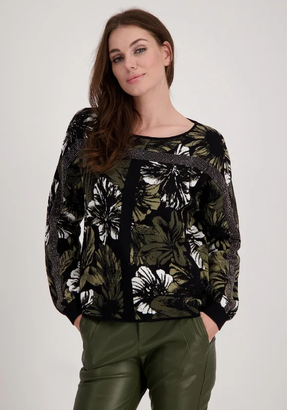 Every Deal is a Steal!Monari Floral Knit Sweater, Black & Khaki