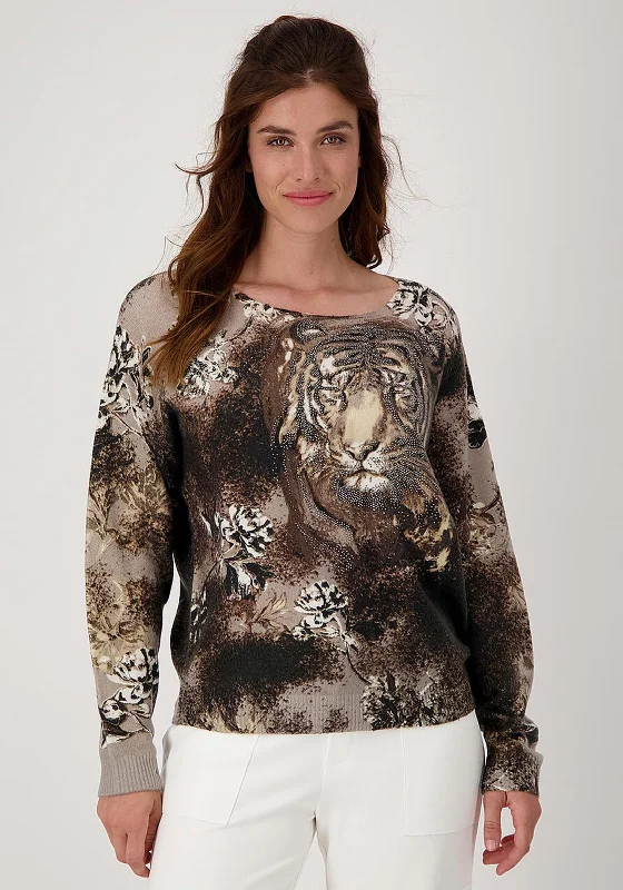 Don’t Wait – Deals Won’t Last!Monari Rhinestone Tiger Sweater, Brown