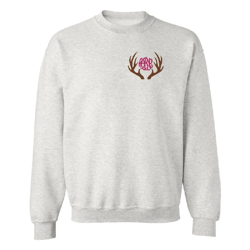 One Day Only – Huge Savings!Monogrammed Antlers Crewneck Sweatshirt