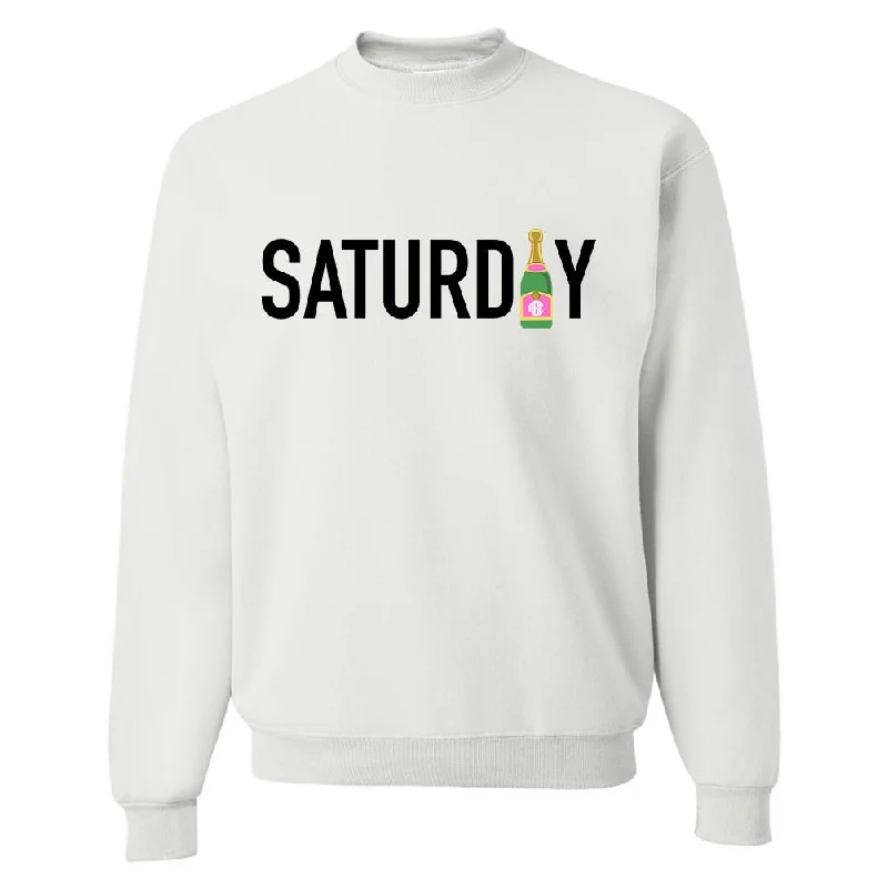 Flash Sale – Act Fast!Monogrammed 'Champagne Saturday' Crewneck Sweatshirt