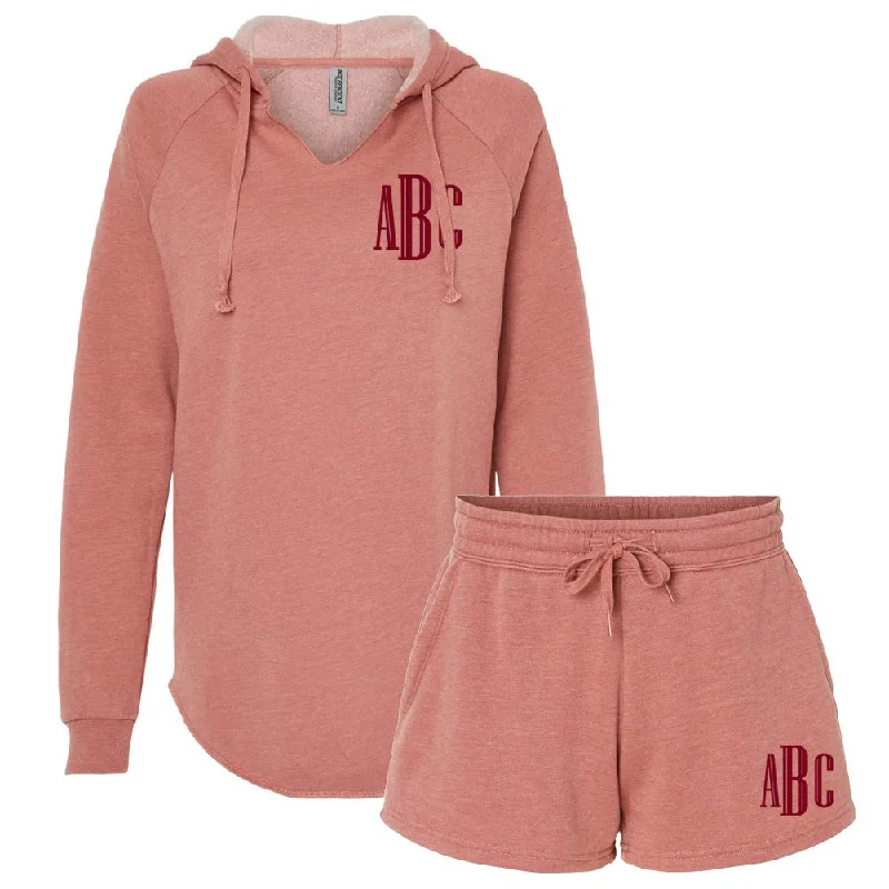 Crazy Discounts Inside!Monogrammed Colorful Wave Wash Shorts Set