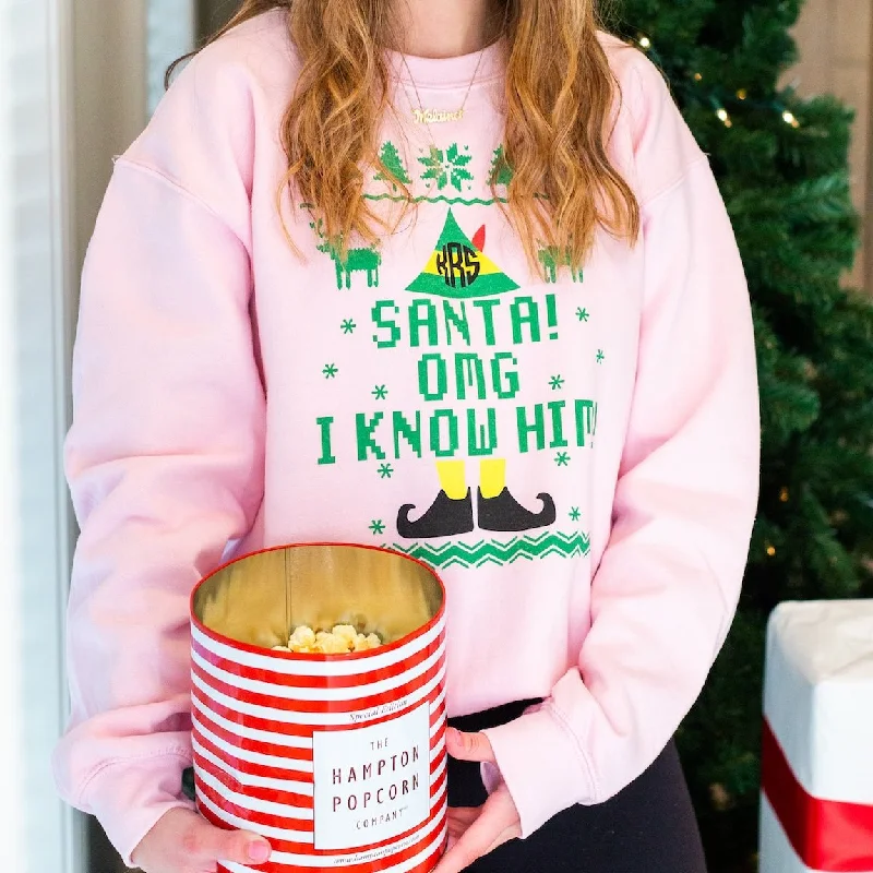 Time to Save Big!Monogrammed 'Santa, OMG I Know Him' Crewneck Sweatshirt