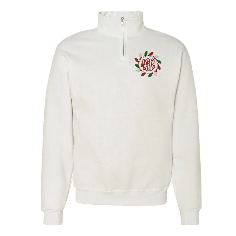 Hurry! While Supplies Last!Monogrammed Christmas Lights Quarter Zip Sweatshirt