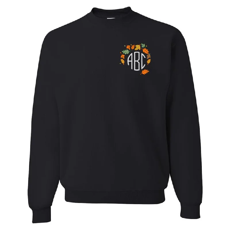 Massive Price Cuts!Monogrammed Fall Leaves Crewneck Sweatshirt