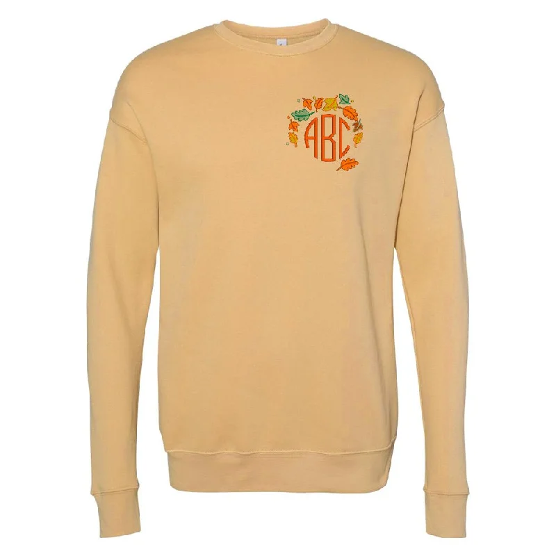 The Best Offers Are Here!Monogrammed Fall Leaves Premium Crewneck Sweatshirt