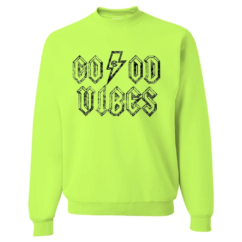 Stock Up and Save!Monogrammed 'Good Vibes' Neon Crewneck Sweatshirt