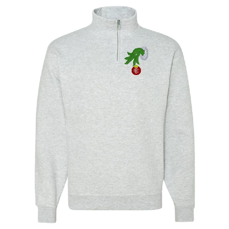 Don’t Wait – Shop Today!Monogrammed Grinch Hand Quarter Zip Sweatshirt