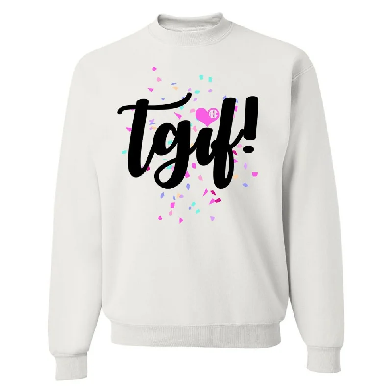 Unmissable Offers Await!Monogrammed 'TGIF Confetti' Crewneck Sweatshirt