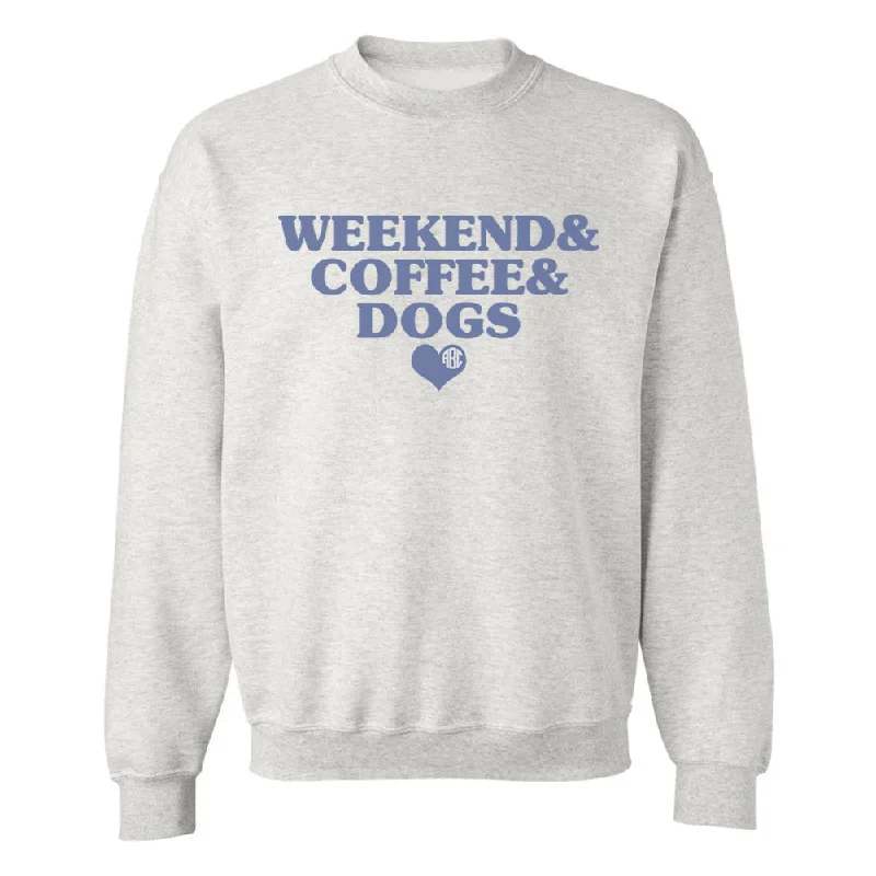 Seasonal Sale – Shop Now!Monogrammed 'Weekend & Coffee & Dogs' Crewneck Sweatshirt
