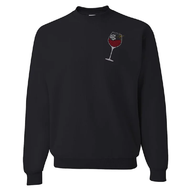 The Best Deals Won’t Wait!Monogrammed Wine Glass Crewneck Sweatshirt