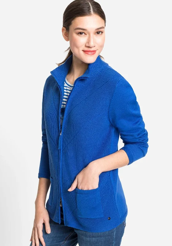 Incredible Savings Inside!Olsen Eva Ribbed Zip Knit Cardigan, Cobalt Blue