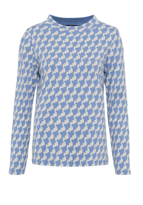 Stock Up and Save!Olsen Print Knit Sweater, Dusty Blue & White