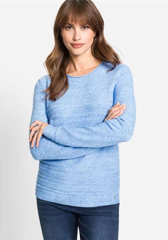 Limited-Time Price Drop!Olsen Ribbed Line Knit Sweater, Dusty Blue