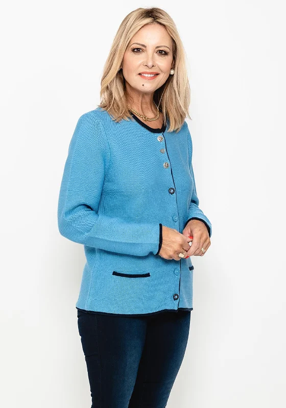 Shop Before It’s Gone!Rabe Mix Button Knitted Cardigan, Blue & Navy