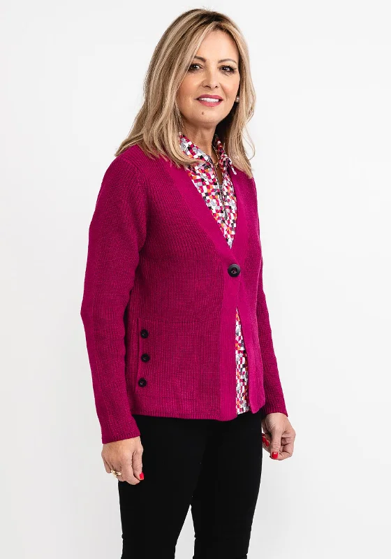 Best Offers of the Month!Rabe V Neck Knitted Short Cardigan, Fuchsia