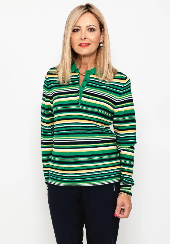 Save More Than Ever!Rabe Polo Knit Sweater, Emerald Green, Multi