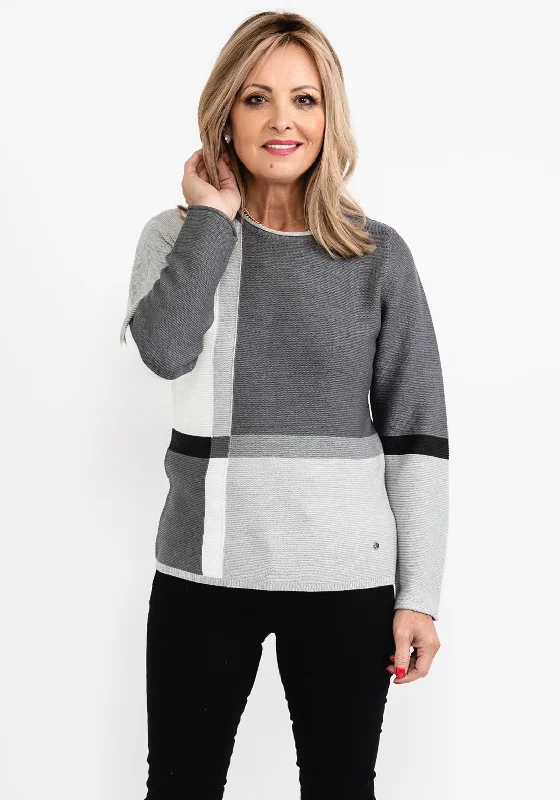 Save More with Every Purchase!Rabe Abstract Check Pattern Knit Sweater, Grey