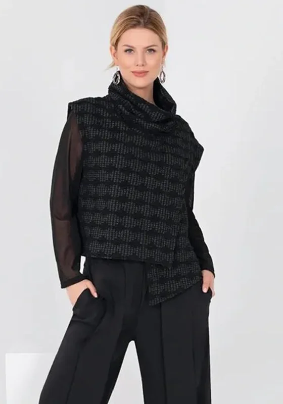 Massive Price Cuts!Ever Sassy Roll Neck Asymmetrical Sleeveless Top, Black