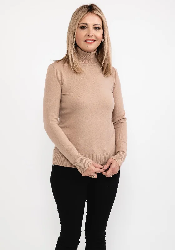 Lowest Prices Guaranteed!Seventy1 Fine Knit Roll Neck Sweater, Taupe