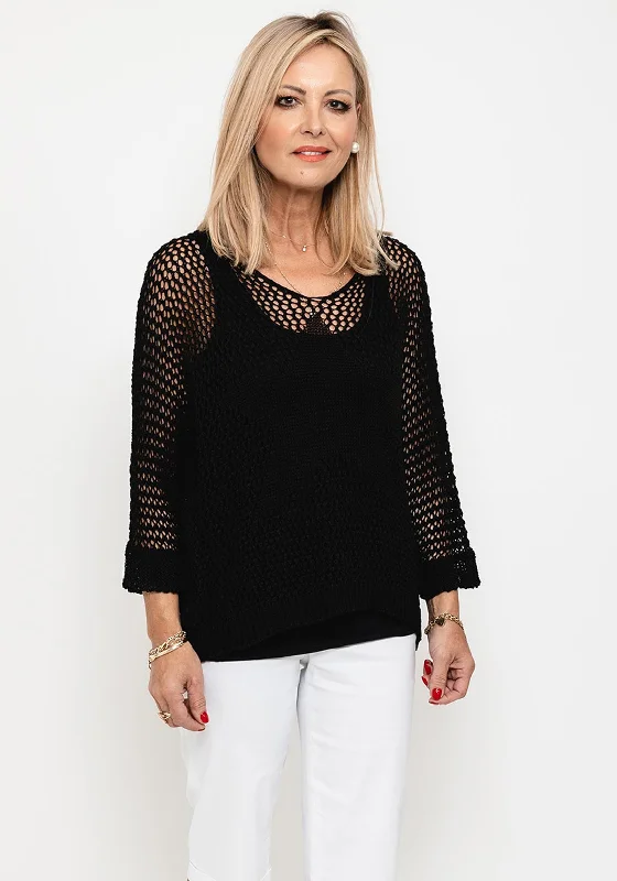 Exclusive Deals Just for You!Seventy1 One Size Crochet Star Knit Jumper, Black