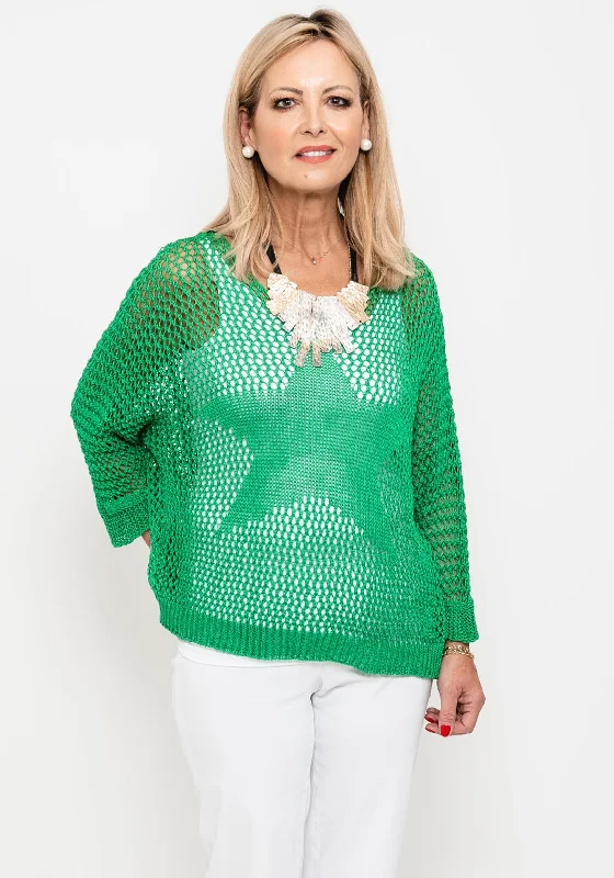 Unbeatable Prices!Seventy1 One Size Crochet Star Knit Jumper, Green