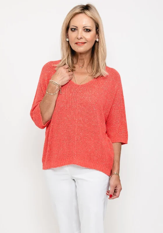 Flash Sale – Act Fast!Seventy1 One Size Metallic Detail Knit Jumper, Coral