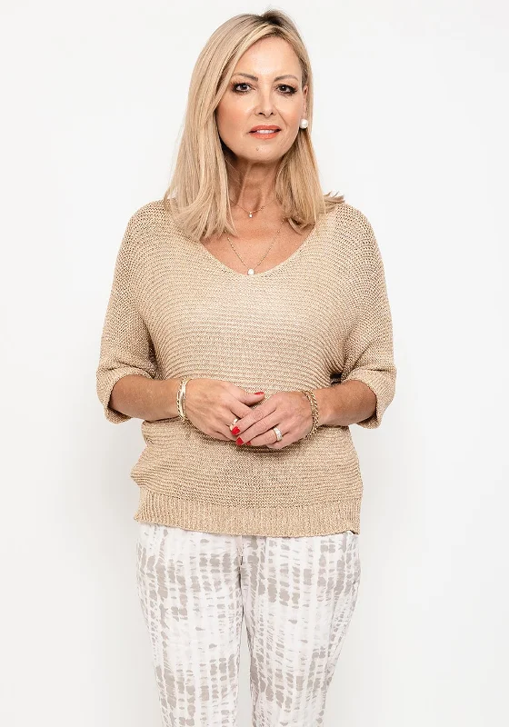 One Click Away from Big Savings!Seventy1 One Size Metallic Knit Jumper, Gold