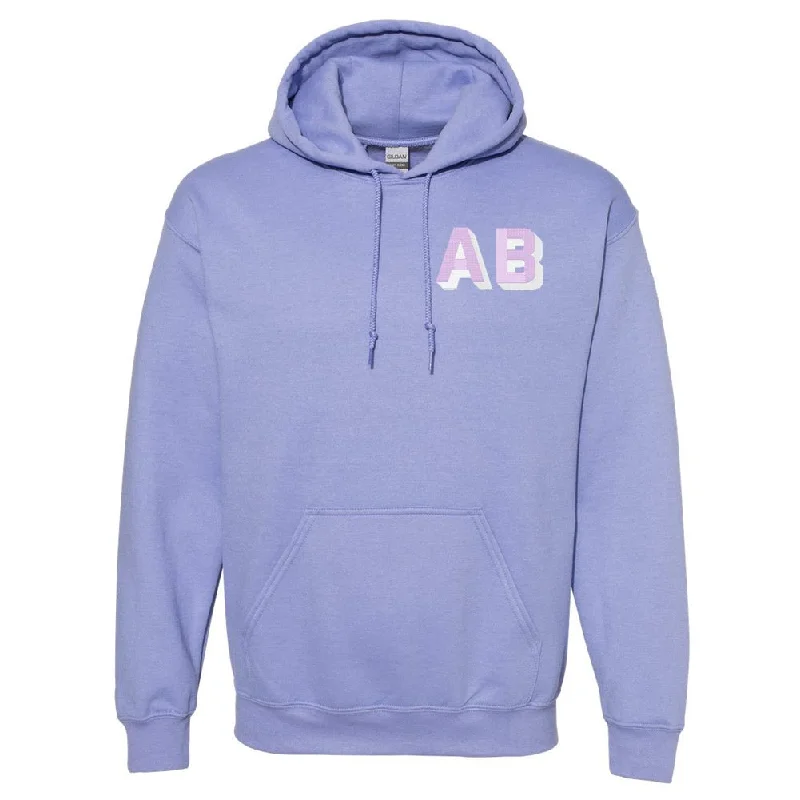 Best Price of the Season!Initialed Shadow Block Letters Hoodie