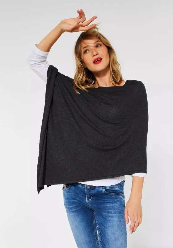 Shop Today, Save Tomorrow!Street One One Size Fine Knit Poncho, Onyx