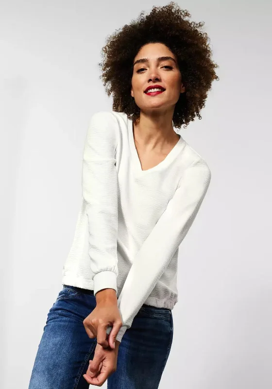 Your Wallet Will Thank You!Street One Ribbed V Neck Sweater, Off White