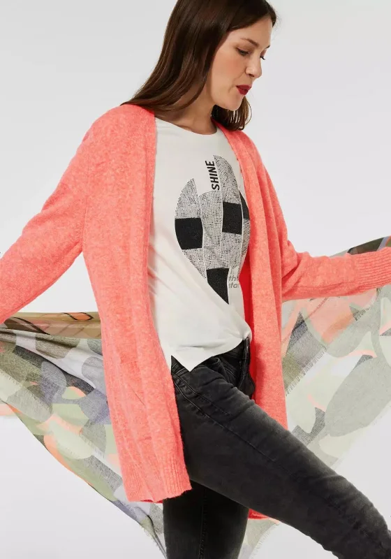 Great Deals, Just for You!Street One Long Open Knit Cardigan, Sunset Coral