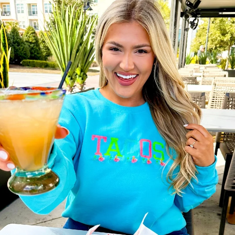 Every Deal is a Steal!Embroidered Tasseled 'Tacos' Sweatshirt