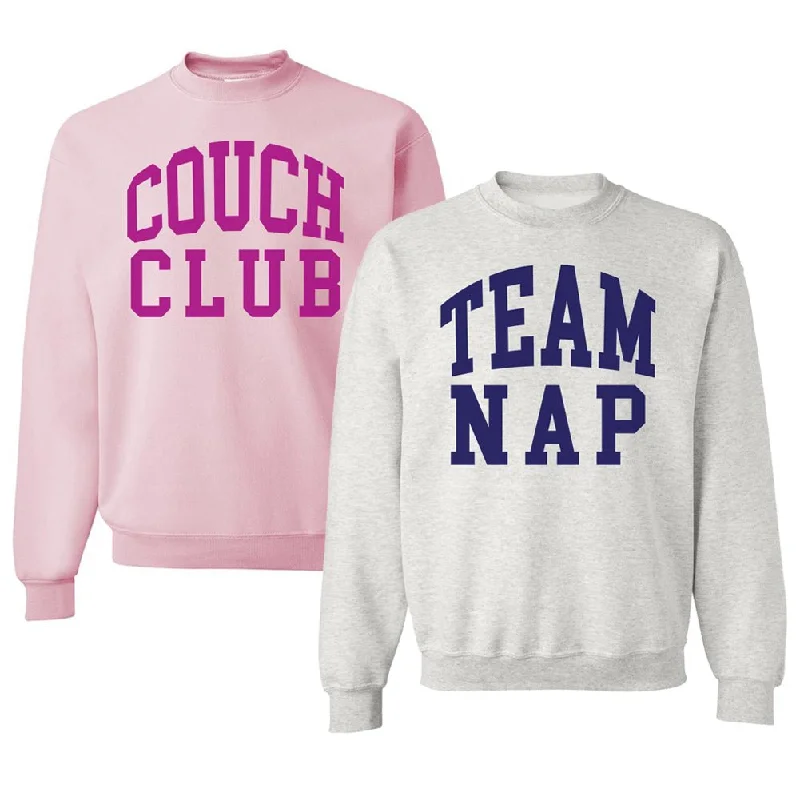 Limited Stock Available!'Team Nap/Couch Club' Crewneck Sweatshirt