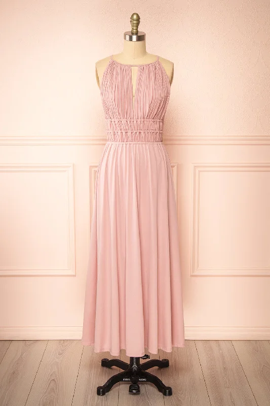 Get More for Less!Dovie Mauve | Midi Dress w/ Pleated Bodice